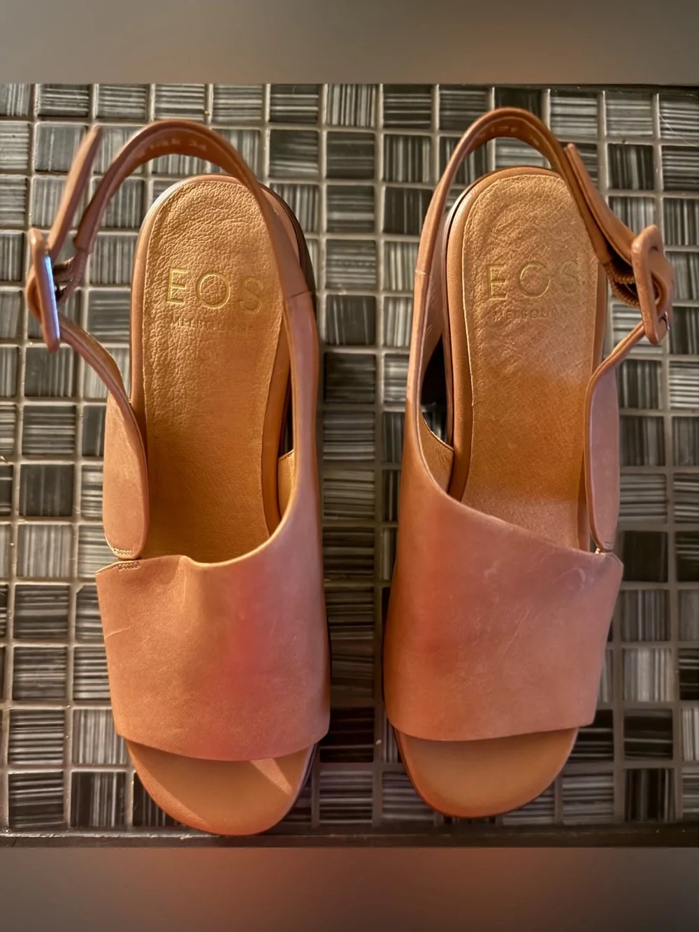EOS MELBOURNE Leather Platform Slingback Sandals. Cashmere Leather soft & supple